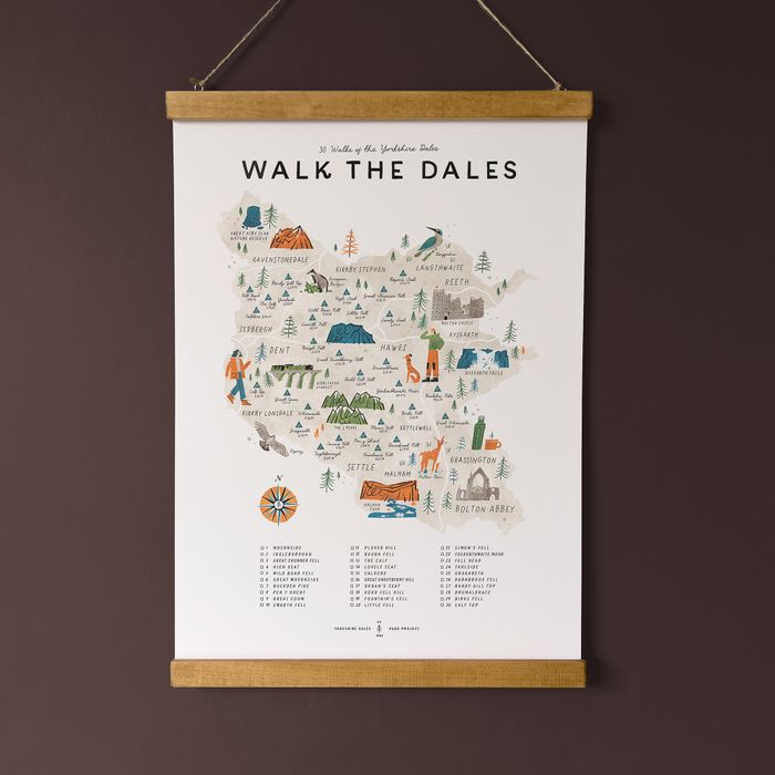 Walk The Dales Illustrated Map Checklist Print