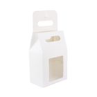 Emartbuy Strong Paper Stand Up Gift Bag, 19.5 cm x 13.5 cm x 8 cm, White Kraft Bag Candy Cookies Box with Clear Window
