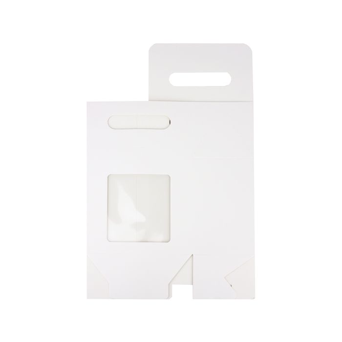 Emartbuy Strong Paper Stand Up Gift Bag, 19.5 cm x 13.5 cm x 8 cm, White Kraft Bag Candy Cookies Box with Clear Window