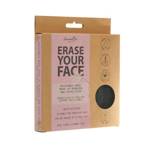 Erase Your Face Reusable Body Makeup Remover and Exfoliator - Black