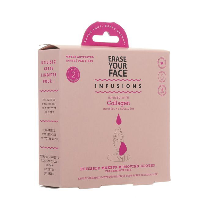 Erase Your Face 2 Reusable Makeup Removing Cloths - Collagen