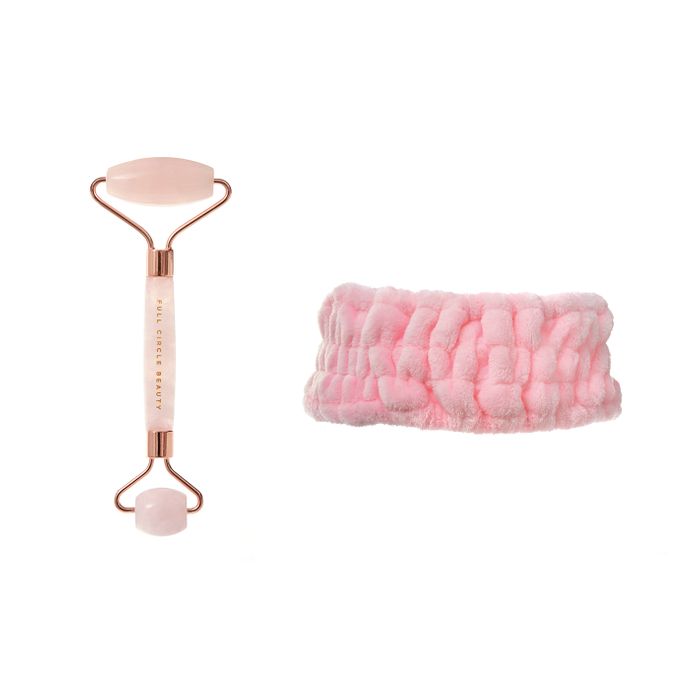 Dual Sided Rose Quartz Roller and Headband