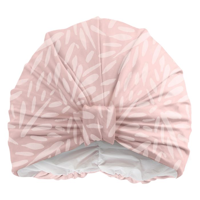 Turban style shower cap Pink Leaf