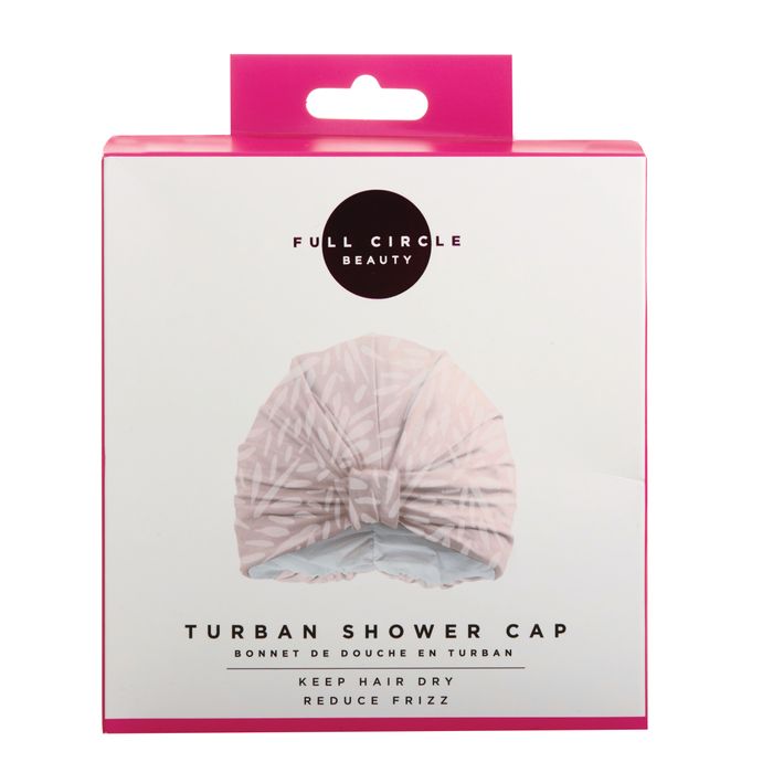 Turban style shower cap Pink Leaf