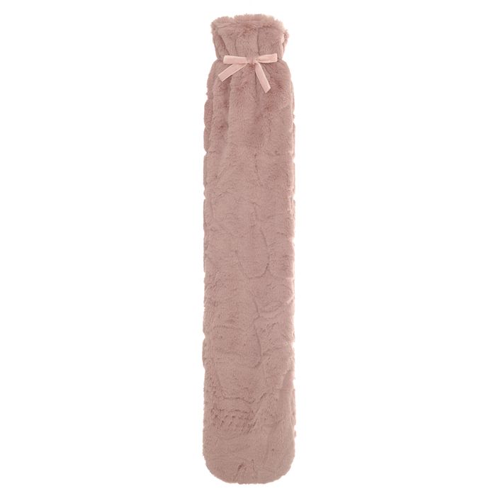 Faux Fur Long Hot Water Bottle - Pink