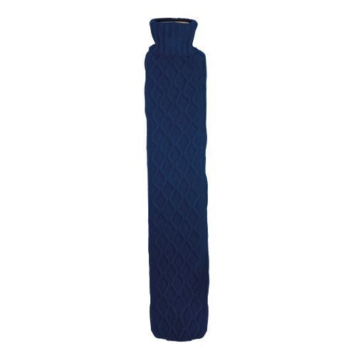 Knit Long Hot Water Bottle - Blue Marl