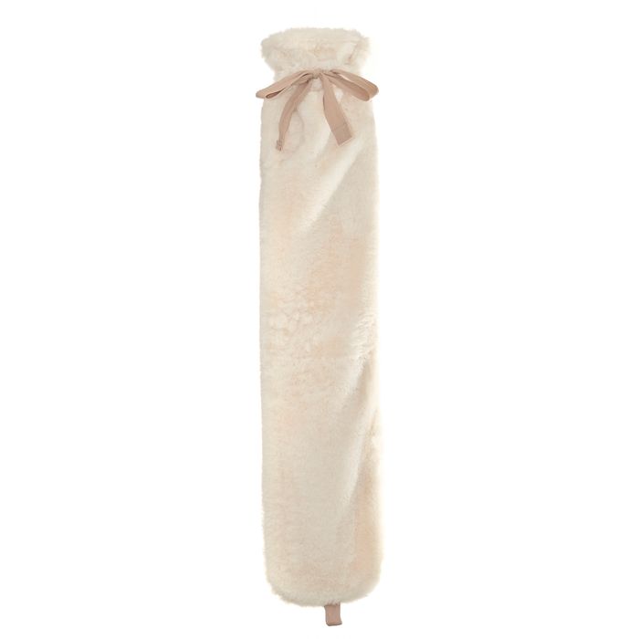 Faux Fur Long Hot Water Bottle - White