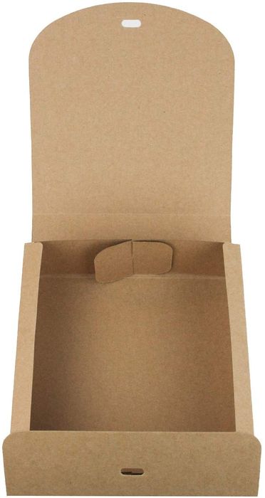Emartbuy Square Shaped Presentation Gift Box, 16.5 cm x 16.5 cm x 5 cm, Easy Assembly, Brown Kraft Box with Green Bow Ribbon