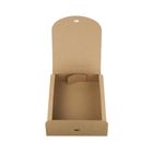 Emartbuy Square Shaped Presentation Gift Box , 16.5 cm x 16.5 cm x 5 cm , Easy Assembly , Brown Kraft Box with White Bow Ribbon