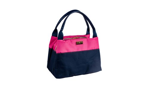 Colour Block Insulated Lunch Bag Pink/Navy