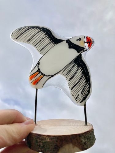 Hand Painted Flying Puffin