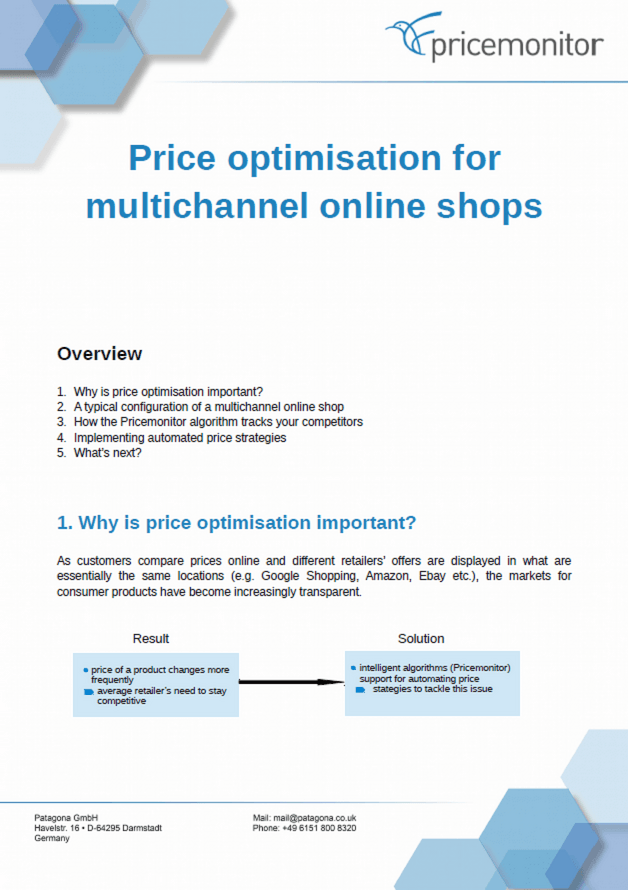 Price optimisation for multichannel online shops
