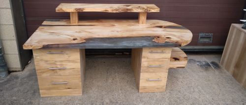 Resin and wood desk