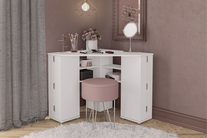 Olivia corner dressing table with storage