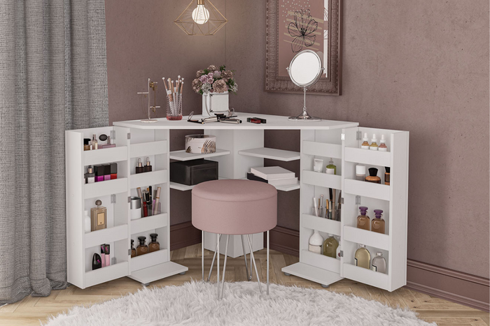 Olivia corner dressing table with storage