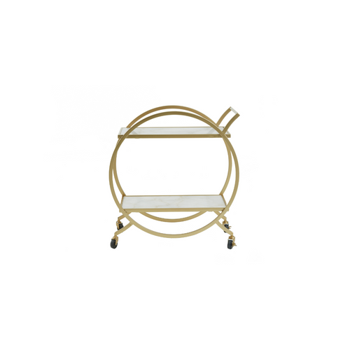 Avantis White Marble And Gold 2 Tier Trolley