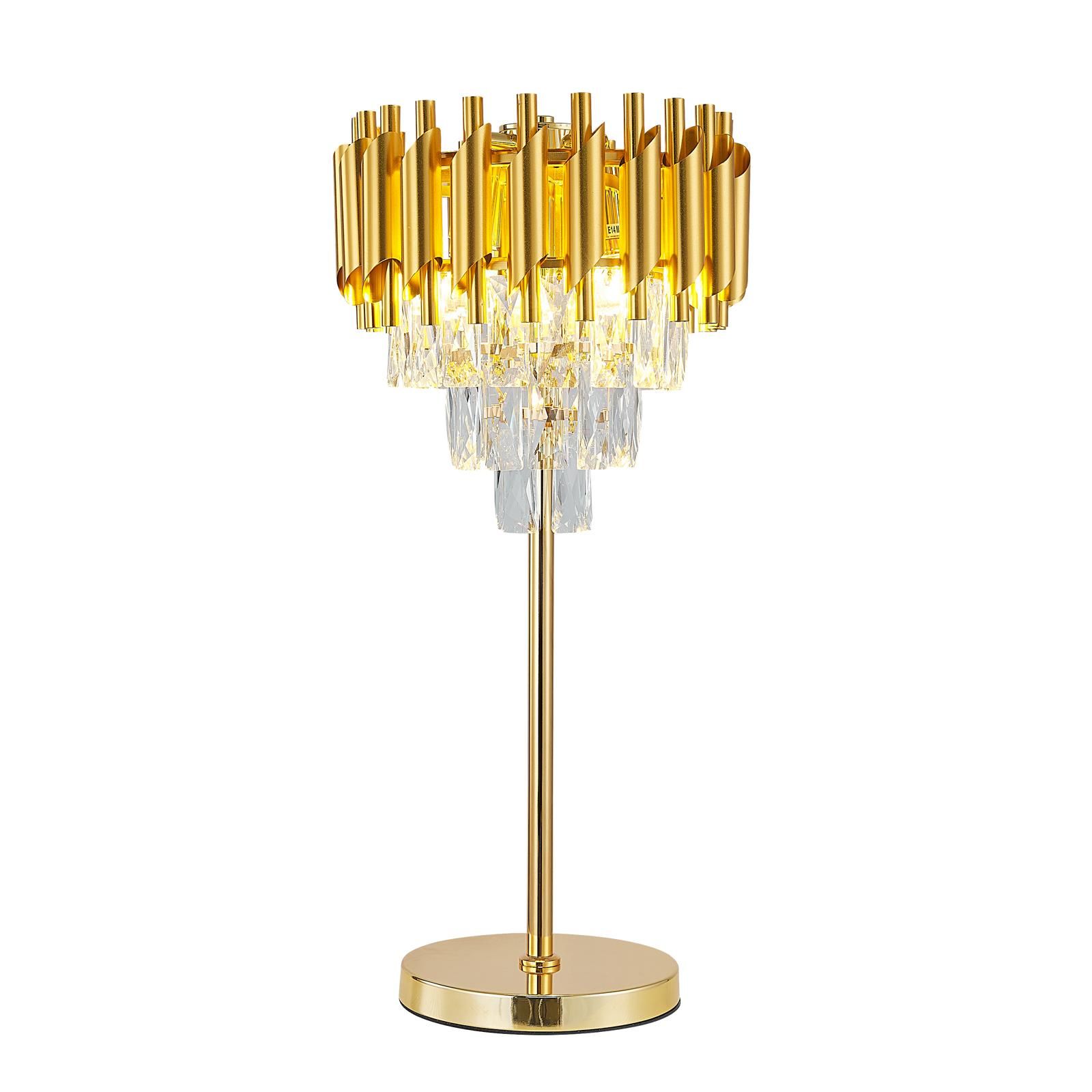 Gold Crystal Tiered Table Lamp
