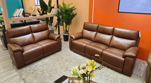 MARTINO BROWN LEATHER 3 & 2 SEAT
