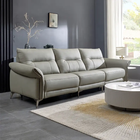 Recliner Sofa Beige Real Leather