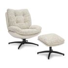 Calm contemporary lounge chair and footstool.