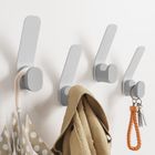 KAPANOU Double Coat Hooks Wall Mounted set of 8, Sturdy Metal Clothes Hanger for Bathroom, Bedroom, Entryway, Versatile and Decorative Aluminum Wall Hooks for Hanging Towels, Hats, Bag (Grey)