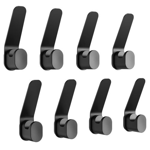 KAPANOU Dual Coat Hooks Wall Mounted set of 8, Heavy Duty Metal Clothes Hanger for Bathroom, Bedroom, Entryway, Modern and Decorative Aluminum Wall Hooks for Hanging Coats, Towels, Hats (Black)