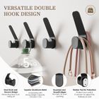 KAPANOU Dual Coat Hooks Wall Mounted set of 8, Heavy Duty Metal Clothes Hanger for Bathroom, Bedroom, Entryway, Modern and Decorative Aluminum Wall Hooks for Hanging Coats, Towels, Hats (Black)