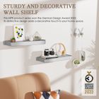 KAPANOU Grey Floating Shelves Wall Mounted, Heavy Duty Aluminum Shelf for Book Storage, Living Room, Bedroom, Bathroom, Kitchen, Modern Metal Hanging Shelves for Wall Decor