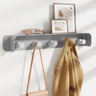 KAPANOU Coat Rack Wall Mount with Shelf-5 Hooks, Sturdy Metal Coat Hook Rail for Bathroom, Bedroom, Entryway, Versatile and Decorative Aluminum Clothes Hanger for Hanging Towels, Hats, Bag (Grey)