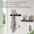 KAPANOU Wall Mounted Coat Rack with Shelf-5 Hooks, Coat Rail with Heavy Duty Metal Hooks for Bathroom, Bedroom, Entryway, Modern and Decorative Aluminum Wall Hanger for Hanging Coats, Towels, Hats (Black)