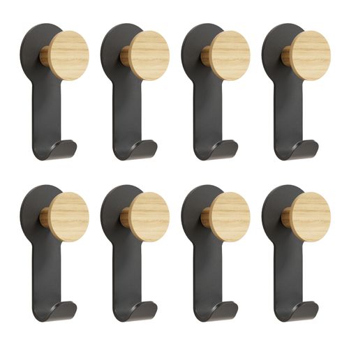 KAPANOU Wall Mounted Coat Rack with Shelf-5 Hooks, Coat Rail with Heavy Duty Metal Hooks for Bathroom, Bedroom, Entryway, Modern and Decorative Aluminum Wall Hanger for Hanging Coats, Towels, Hats (Black)