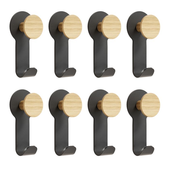 KAPANOU Wall Mounted Coat Rack with Shelf-5 Hooks, Coat Rail with Heavy Duty Metal Hooks for Bathroom, Bedroom, Entryway, Modern and Decorative Aluminum Wall Hanger for Hanging Coats, Towels, Hats (Black)