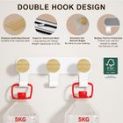 KAPANOU dual Coat Rack With Hooks 2 Pack 6 Hooks, Heavy Duty Metal Wall Hooks with Wooden Rustic Hanger for Towels, Hats, Backpack, Home Decor Hooks for Door, Bathroom, Bedroom, Entryway (Wood Brown / White)