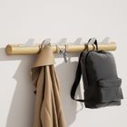 KAPANOU Wall Mounted Coat Rack With 6 Hooks, Rustic Wooden Coat Rail with Heavy Duty Metal Hooks for Towels, Hats, Backpack, Clothes Hangers for Door, Bathroom, Bedroom, Entryway (Wood Brown / White)