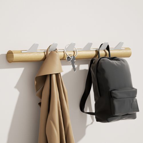 KAPANOU Wall Mounted Coat Rack With 6 Hooks, Rustic Wooden Coat Rail with Heavy Duty Metal Hooks for Towels, Hats, Backpack, Clothes Hangers for Door, Bathroom, Bedroom, Entryway (Wood Brown / White)