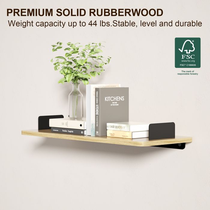 KAPANOU Floating Shelves for Wall Display, Heavy Duty Wall Shelf with Black Metal Brackets for Book Storage, Bathroom, Living Room, Bedroom, Kitchen, Modern Hanging Shelves Home Decor Rustic Brown