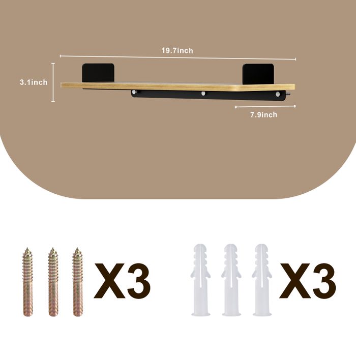 KAPANOU Floating Shelves for Wall Display, Heavy Duty Wall Shelf with Black Metal Brackets for Book Storage, Bathroom, Living Room, Bedroom, Kitchen, Modern Hanging Shelves Home Decor Rustic Brown