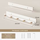 KAPANOU Floating Shelves with Lip, Coat Hooks & Towel Rack, Natural Wood Grain Wall Shelf for Bathroom, Bedroom, Living Room (White)