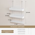 KAPANOU Over The Door Hooks Organizer, Metal Door Coat Rack with 9 Hanger and 2 Baskets for Bedroom, Bathroom (White)