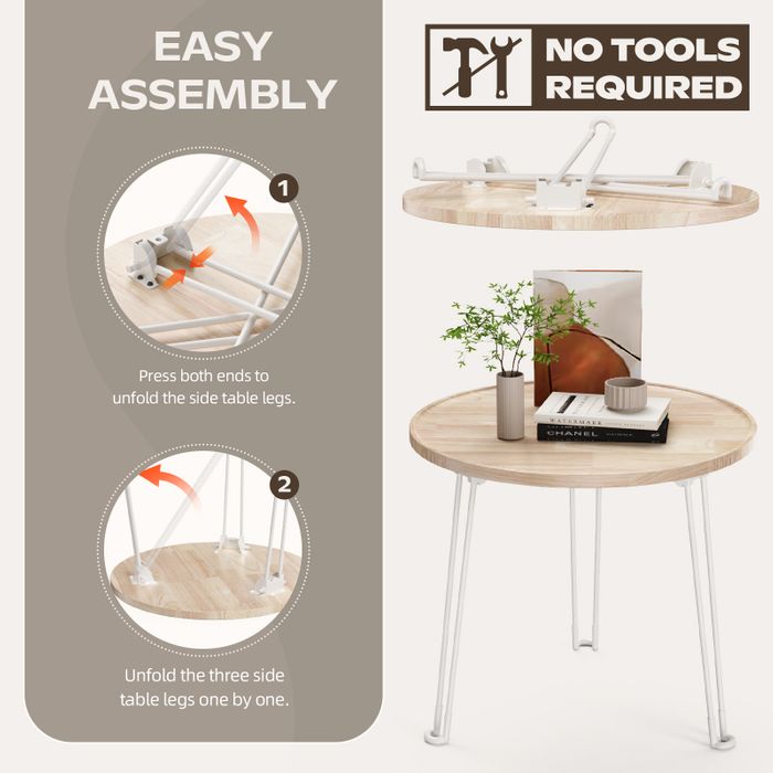 KAPANOU Folding Round Table 22.8in Indoor Outdoor with foldable Legs,  Heavy Duty Portable Table for Parties, Patio