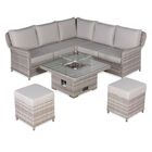 Havana Range Square Corner Sofa Set with Fire Pit Rising Table