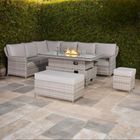 Havana Range High Back Left Hand Corner Sofa Set with Fire Pit Rising Table