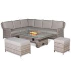 Havana Range High Back Left Hand Corner Sofa Set with Fire Pit Rising Table