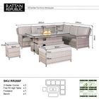 Havana Range High Back Right Hand Corner Sofa Set with Fire Pit Rising Table