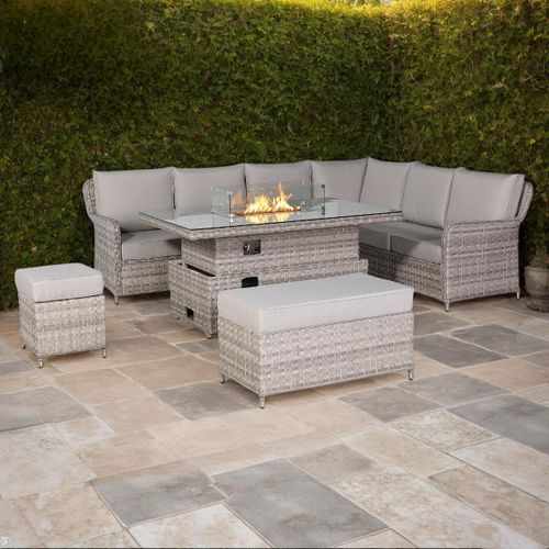 Havana Range High Back Right Hand Corner Sofa Set with Fire Pit Rising Table