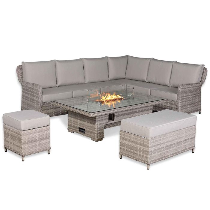 Havana Range High Back Right Hand Corner Sofa Set with Fire Pit Rising Table