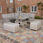 Havana Range Round Corner Sofa Set with Fire Pit Rising Table
