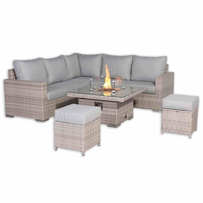 Aurora Range High Back Corner Sofa Set with Fire Pit Rising Table