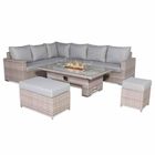 Aurora Range High Back Left Hand Corner Sofa Set with Fire Pit Rising Table