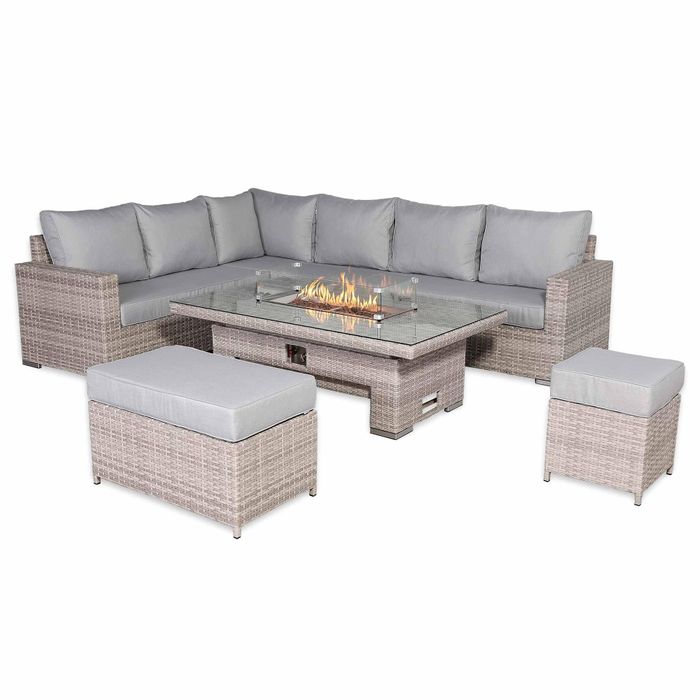 Aurora Range High Back Left Hand Corner Sofa Set with Fire Pit Rising Table